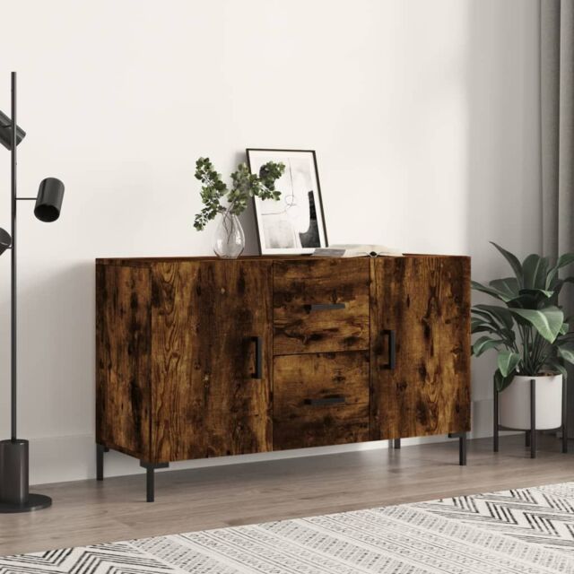 Berkfield Home Sideboard Smoked Oak 100x36x60 cm Engineered Wood in Brown - Size: 100 x 36 x 60 cm