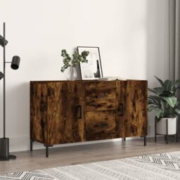 Berkfield Home Sideboard Smoked Oak 100x36x60 cm Engineered Wood in Brown - Size: 100 x 36 x 60 cm - thumbnail 1