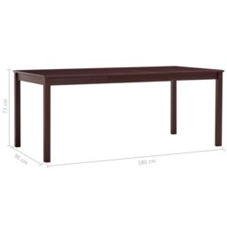 Berkfield Home Dining Table Dark Brown 180x90x73 cm Pinewood - Size: 180 x 90 x 73 cm - thumbnail 5