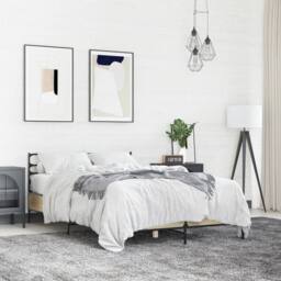Berkfield Home Durable Bed Frame without Mattress Sonoma Oak 120x190 cm Small Double in Light Tan - thumbnail 2