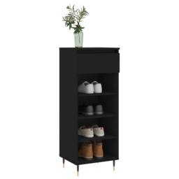 Berkfield Home Shoe Cabinet Black 40x36x105 cm Engineered Wood - Size: 40 x 36 x 105 cm - thumbnail 3
