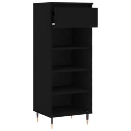 Berkfield Home Shoe Cabinet Black 40x36x105 cm Engineered Wood - Size: 40 x 36 x 105 cm - thumbnail 6