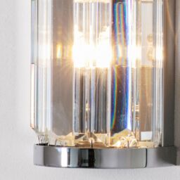 Loops 2 PACK IP44 Bathroom Wall Light Chrome & Crystal Round Glass Modern Jewel Lamp in Clear - thumbnail 4