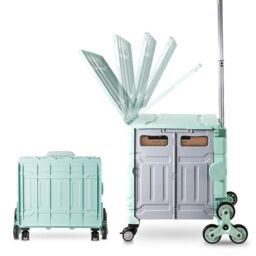 Leaper Folding Household Grocery Supermarket Shopping Cart in Green - thumbnail 4