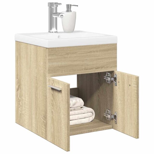Berkfield Home 2 Piece Bathroom Furniture Set Sonoma Oak Engineered Wood in Brown - image 1