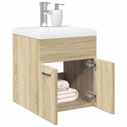Berkfield Home 2 Piece Bathroom Furniture Set Sonoma Oak Engineered Wood in Brown - thumbnail 1