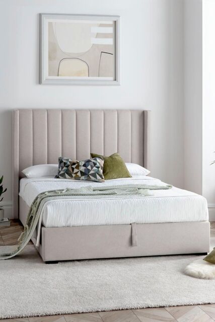 Time4sleep Maya Winged Ottoman Natural - Bed Frame Only - Size: Double - image 1
