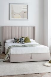 Time4sleep Maya Winged Ottoman Natural - Bed Frame Only - Size: Double - thumbnail 1