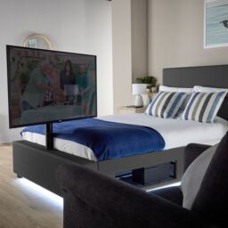 X Rocker AVA Upholstered TV Bed with Underbed Storage & LED Lights in Grey - Size: Single - thumbnail 5