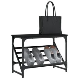 Berkfield Home Shoe Rack Black 60x30x45 cm Engineered Wood - Size: 60 x 30 x 45 cm - thumbnail 3