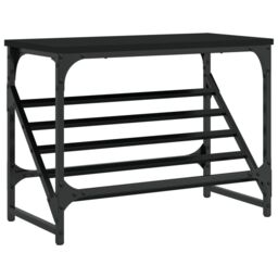 Berkfield Home Shoe Rack Black 60x30x45 cm Engineered Wood - Size: 60 x 30 x 45 cm - thumbnail 2