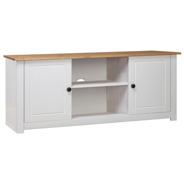 Berkfield Home TV Cabinet White 120x40x50 cm Solid Pine Wood Panama Range - Size: 120 x 40 x 50 cm - image 1