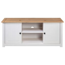 Berkfield Home TV Cabinet White 120x40x50 cm Solid Pine Wood Panama Range - Size: 120 x 40 x 50 cm - thumbnail 5