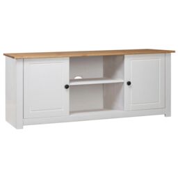 Berkfield Home TV Cabinet White 120x40x50 cm Solid Pine Wood Panama Range - Size: 120 x 40 x 50 cm