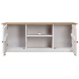 Berkfield Home TV Cabinet White 120x40x50 cm Solid Pine Wood Panama Range - Size: 120 x 40 x 50 cm - thumbnail 3
