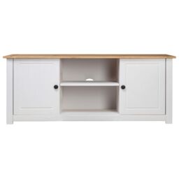 Berkfield Home TV Cabinet White 120x40x50 cm Solid Pine Wood Panama Range - Size: 120 x 40 x 50 cm - thumbnail 2