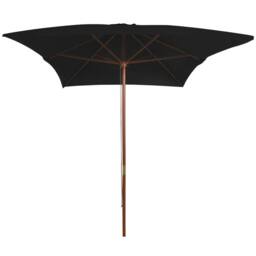 Berkfield Home Outdoor Parasol with Wooden Pole Black 200x300 cm