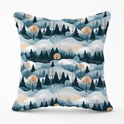 Warren Reed - Designer Dreamy Snowy Christmas Scene Outdoor Cushion in White - Size: 60 cm x 60 cm - thumbnail 1