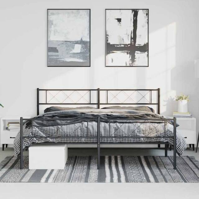 Berkfield Home Metal Bed Frame with Headboard & Footboard Black 183x213 cm - image 1