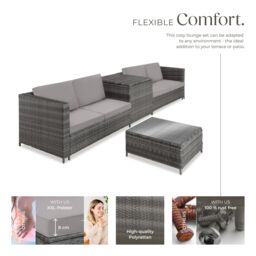 tectake Garden Furniture Set Siena in Light Grey - Size: 4 Person - thumbnail 3