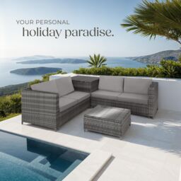 tectake Garden Furniture Set Siena in Light Grey - Size: 4 Person - thumbnail 8