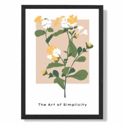 ARTZE Wildflower in Green & Beige Flower Market Minimalist Framed Print SIZE: A4 with Black Frame - thumbnail 1