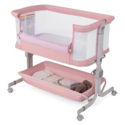 Gymax Bassinet for Infant Folding Bedside Crib 77-87CM Adjustable Height in Pink - thumbnail 1