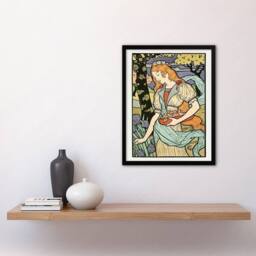 Artery8 Salon des Cent Woman Picking Flower Grasset Framed Wall Art Print - Size: A4 - thumbnail 4