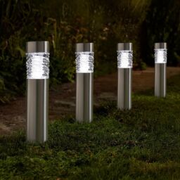Marco Paul Pack of 4 Silver Stainless Steel Solar Stake Lights 39cm