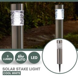 Marco Paul Pack of 4 Silver Stainless Steel Solar Stake Lights 39cm - thumbnail 4