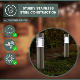 Marco Paul Pack of 4 Silver Stainless Steel Solar Stake Lights 39cm - thumbnail 3