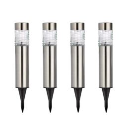 Marco Paul Pack of 4 Silver Stainless Steel Solar Stake Lights 39cm - thumbnail 2