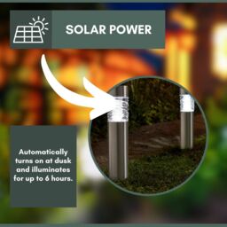 Marco Paul Pack of 4 Silver Stainless Steel Solar Stake Lights 39cm - thumbnail 6