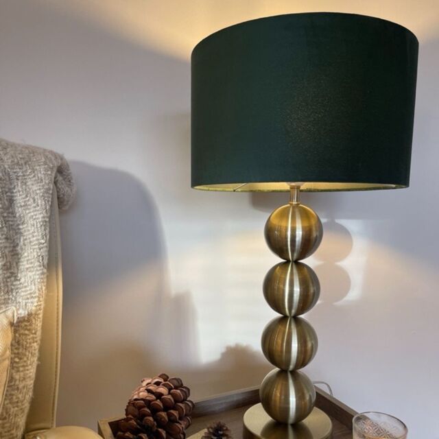 Pagazzi Aila Antique Brass Table Lamp with Green Shade in Gold - image 1