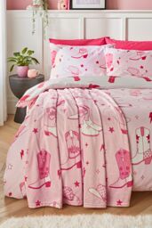 Sassy B 'Cowgirl Boots' Cosy Fleece Oversized Blanket Throw in Pink - Size: 200 cm x 240 cm - thumbnail 3