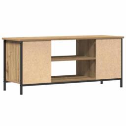 Berkfield Home TV Stand Artisan Oak Engineered Wood, Metal 102 x 35 x 45 cm in Brown - thumbnail 7