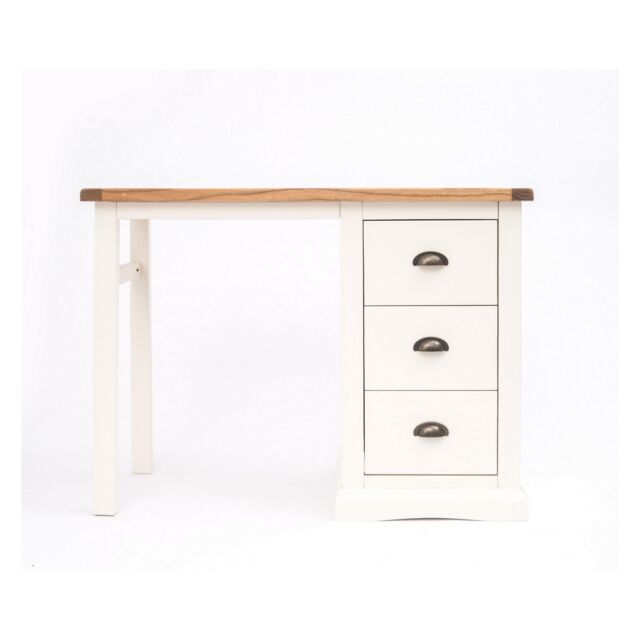 Cabinet Bits Cosenza 3 Drawer Desk - Dressing Table Brass Cup Handle in Off-White - image 1