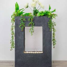 Primrose Milano Rain Effect Water Feature Planter Fountain with Lights H77cm in Grey - thumbnail 1