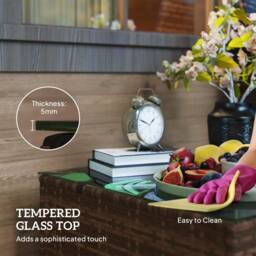 Wyld Haus Nolone Brown Rattan Outdoor Glass Top Side Table - thumbnail 6
