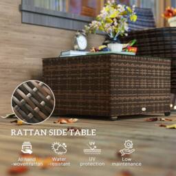 Wyld Haus Nolone Brown Rattan Outdoor Glass Top Side Table - thumbnail 5