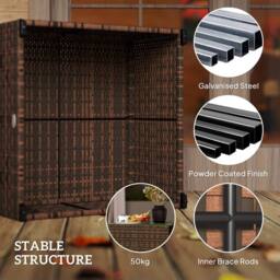 Wyld Haus Nolone Brown Rattan Outdoor Glass Top Side Table - thumbnail 7
