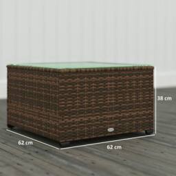 Wyld Haus Nolone Brown Rattan Outdoor Glass Top Side Table - thumbnail 4