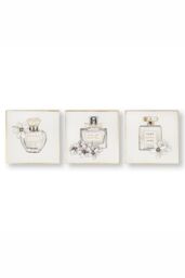Art for the Home Pretty Perfume Bottles Set of 3 Canvas Printed Canvas in Beige - thumbnail 2