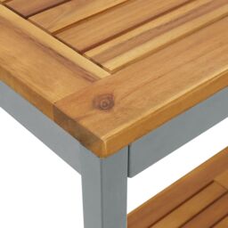 Berkfield Home Outdoor Table Natural&Grey 35x80x75 cm Solid Wood & Steel in Beige - Size: 35 x 80 x 75 cm - thumbnail 8
