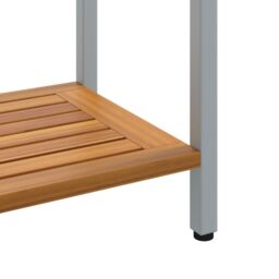 Berkfield Home Outdoor Table Natural&Grey 35x80x75 cm Solid Wood & Steel in Beige - Size: 35 x 80 x 75 cm - thumbnail 9