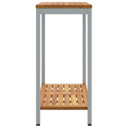 Berkfield Home Outdoor Table Natural&Grey 35x80x75 cm Solid Wood & Steel in Beige - Size: 35 x 80 x 75 cm - thumbnail 6