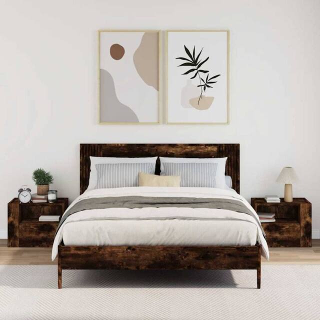 Berkfield Home Decorative Wall-mounted Bedside Cabinets 2 pcs Smoked Oak 45x30x35 cm in Brown - Size: 45 x 30 x 35 cm - image 1