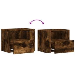 Berkfield Home Decorative Wall-mounted Bedside Cabinets 2 pcs Smoked Oak 45x30x35 cm in Brown - Size: 45 x 30 x 35 cm - thumbnail 9