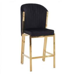 HOME LUXE INTERIOR Fabio Black Velvet Barstool with Gold Frame - Luxury Breakfast Stool - thumbnail 1