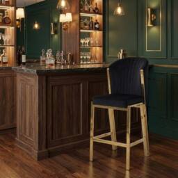 HOME LUXE INTERIOR Fabio Black Velvet Barstool with Gold Frame - Luxury Breakfast Stool - thumbnail 3